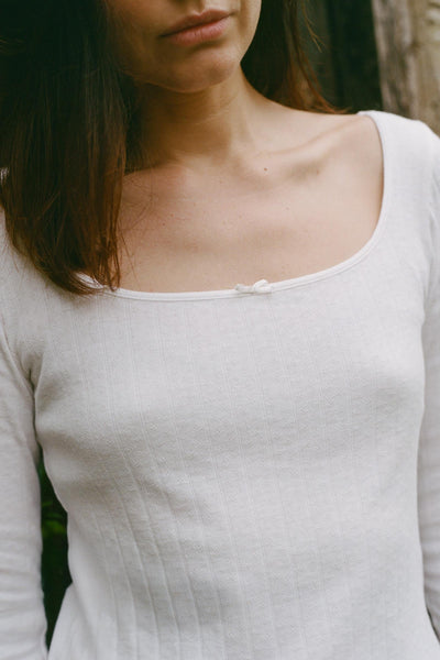 The Lita Tee | Ivory Regenerative Pointelle