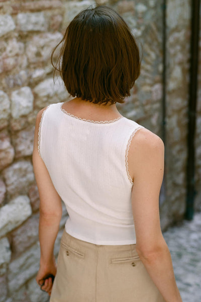 The Beth Tee | Ivory Regenerative Pointelle