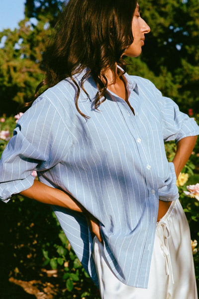 The Mirren Shirt | Spruce Pinstripe