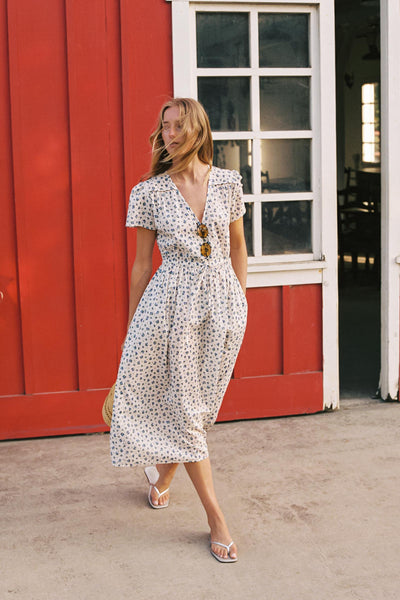 The Simple Dawn Dress Petites | Cream Blueberry Harvest