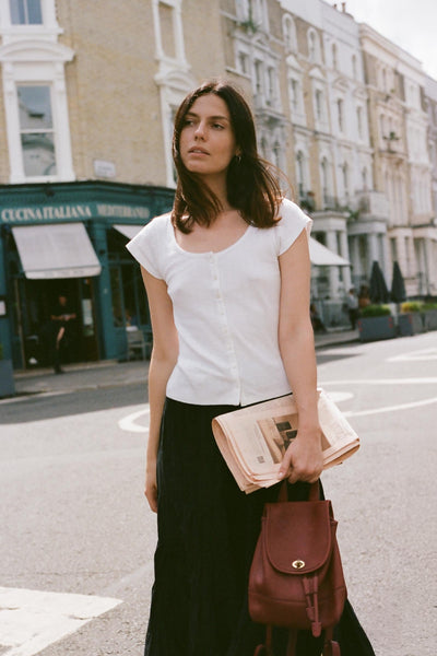 The Bridget Tee | Ivory Regenerative Pointelle