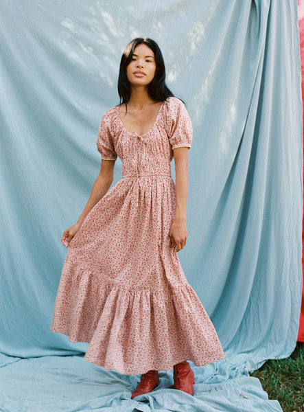 The Brynne Dress Petites | Maroon Calico