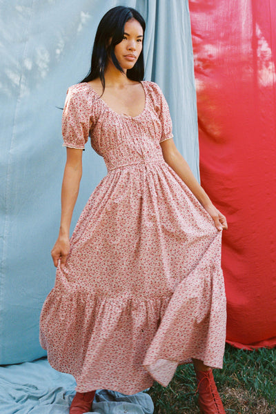 The Brynne Dress Petites | Maroon Calico