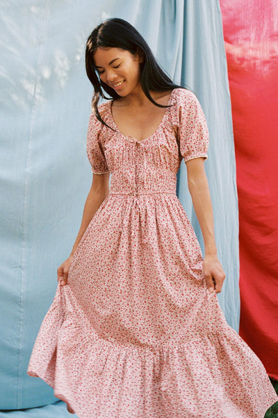 The Brynne Dress Petites | Maroon Calico