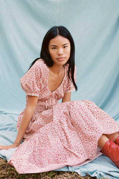 The Brynne Dress Petites | Maroon Calico