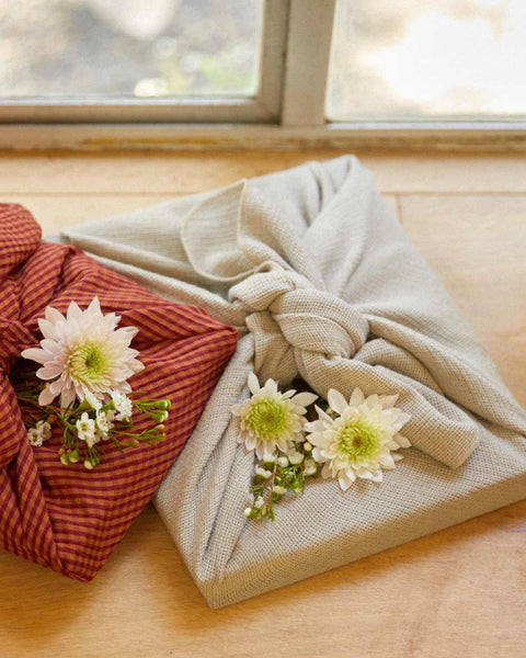 Upcycled Gift Wrapping | Blood Orange Gingham