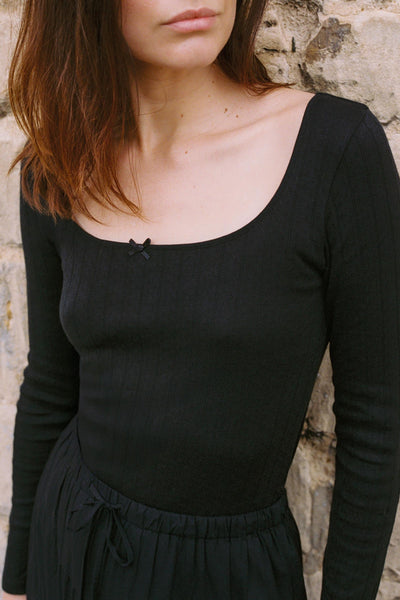 The Lita Tee | Noir Regenerative Pointelle