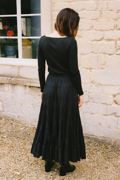 The Lita Tee | Noir Regenerative Pointelle