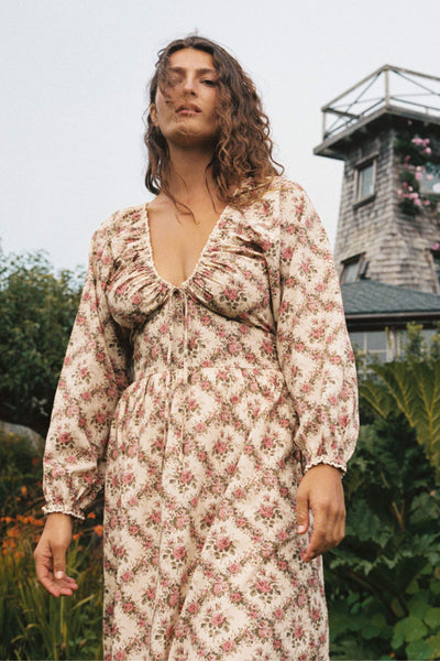 The Venus Dress | Ivory Rose Lattice